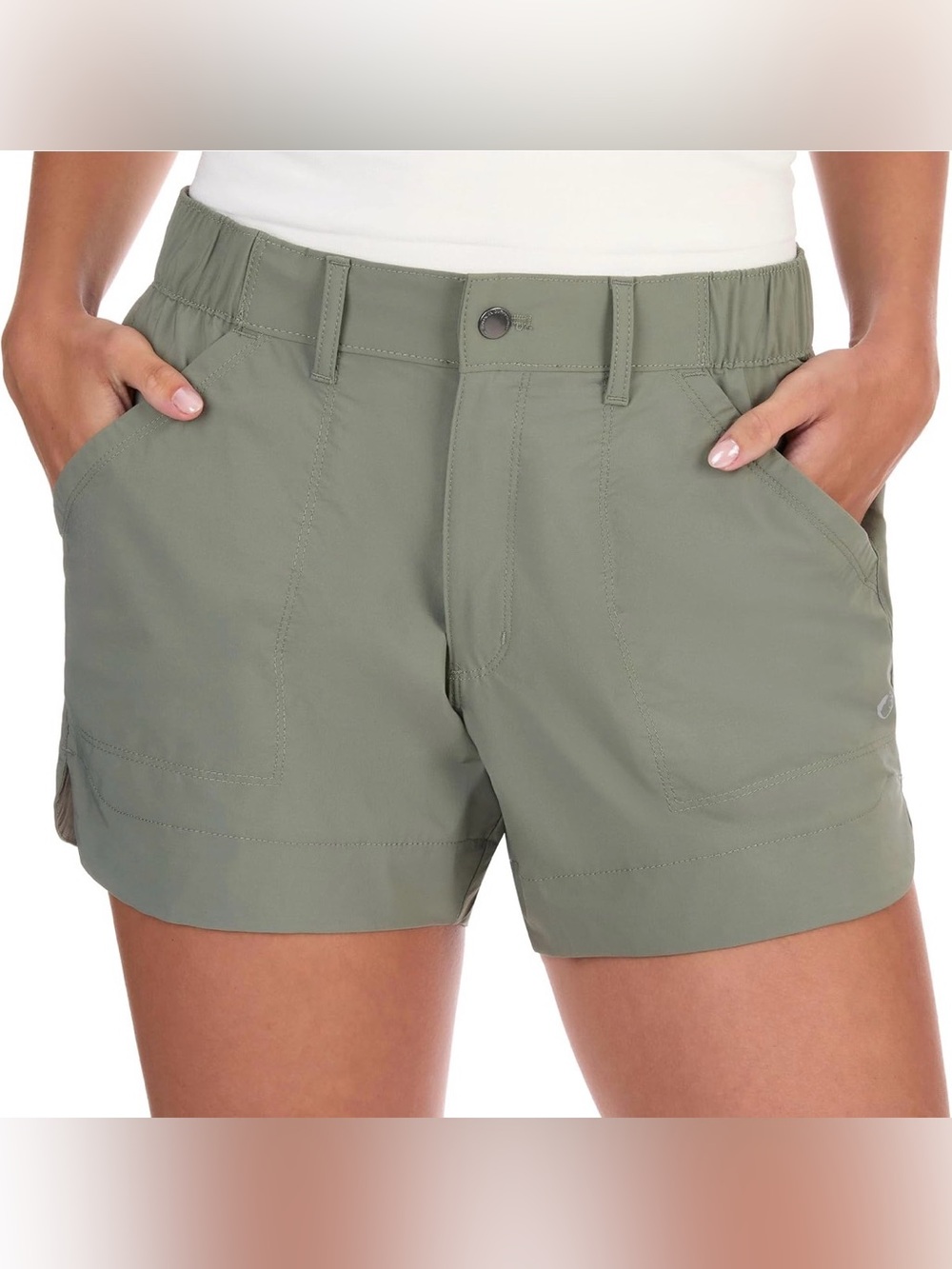 The American Outdoorsman for Women Curved Hem 4” Shorts in Agave Green